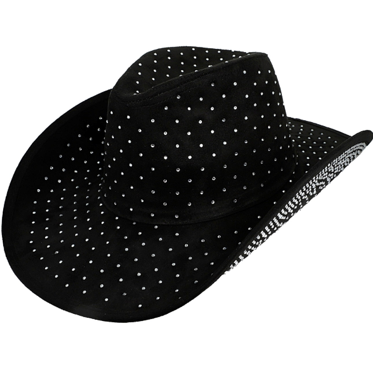 Beautiful Unique Black Jeweled Designer Cowboy Hat Rhinestone Embellishe